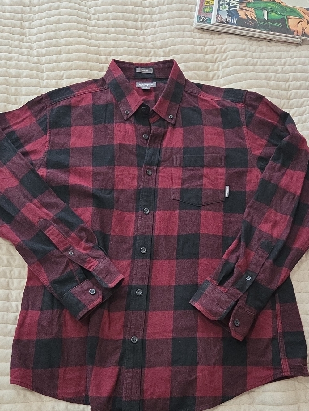 Eddie Bauer Red and Black Buffalo Plaid Button-Down Shirt